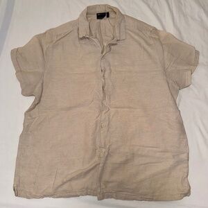 Asos Linen Off-White Short Sleeve Button-Up